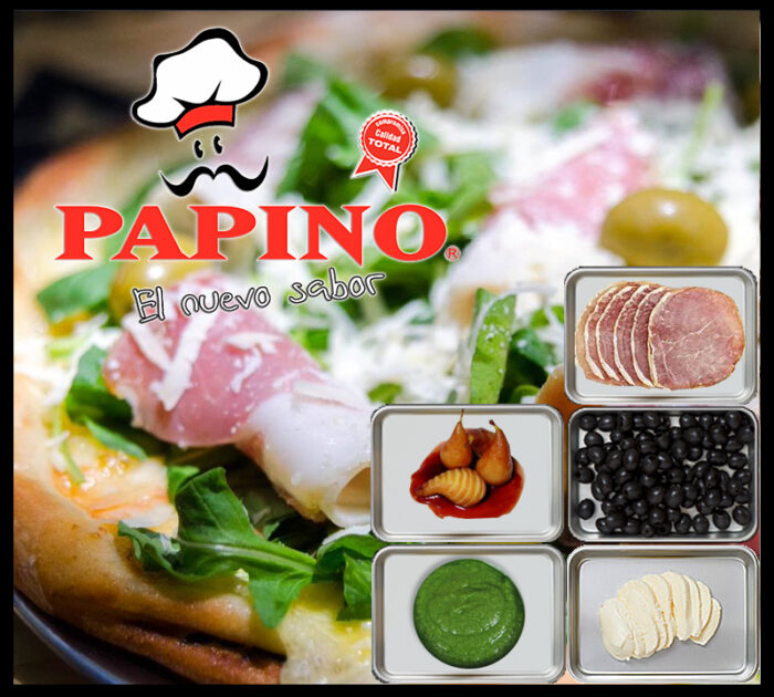 Pizza Rúcula Papino Jamón Crudo peras caramelizadas y aceitunas