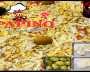 1046 Pizza Rodeo con Muzzarella, huevo duro, aceitunas, SIN SAL