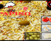 1047 Pizza Rodeo con Muzzarella SIN SAL, huevos duros, aceitunas verdes y tomate