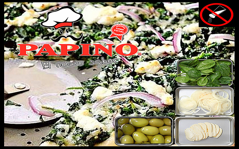 1074 Pizza de Espinaca, muzzarella, cebolla, aceitunas - SIN SAL
