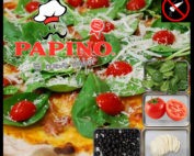 1075 Pizza de Espinaca con muzzarella, tomate, aceitunas. SIN SAL
