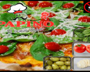 1075 Pizza de Espinaca, muzzarella, tomate y aceitunas verdes SIN SAL